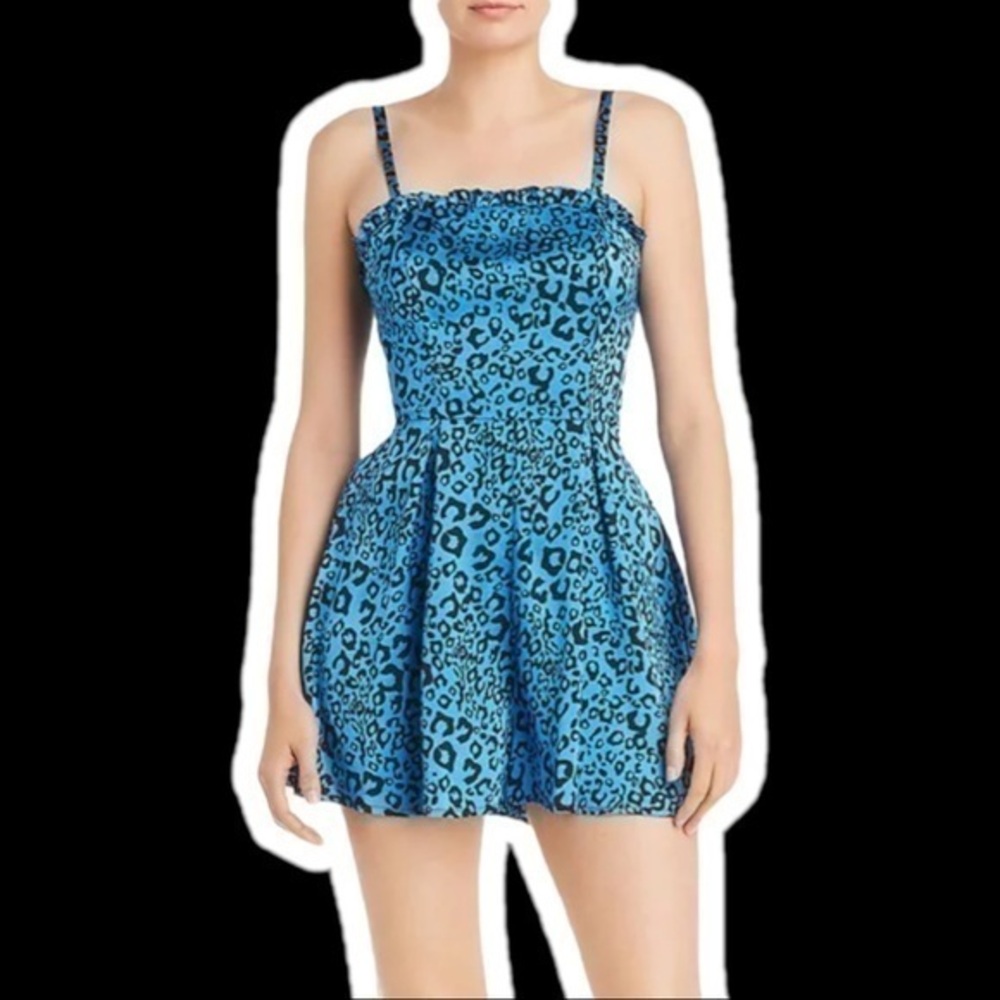 AQUA L Leopard Print Sleeveless Romper